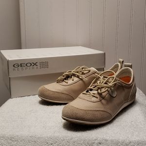 Geox Respira Vega leather & suede sneaker, taupe 7